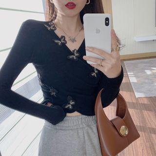 Long-sleeve Butterfly Applique Top