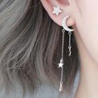 Non-matching 925 Sterling Silver Moon & Star Fringed Earring