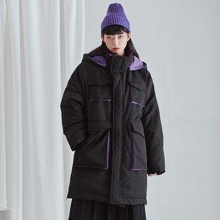 Pocket Detail Hooded Padded Coat