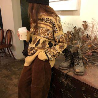Printed Sweater Light Coffee - One Size