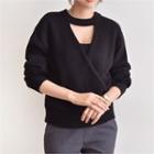 Cutaway-front Wrap Knit Top
