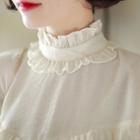 Stand-collar Frill-trim Textured Blouse