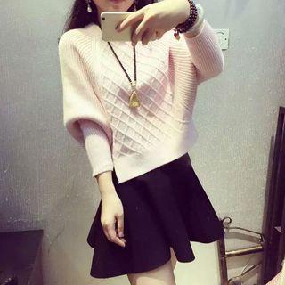 Set: Batwing Sweater + Plain A-line Skirt