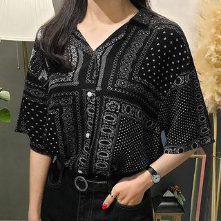 Notched-collar Paisley Shirt