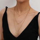 Alloy Heart Moon & Star Pendant Layered Necklace 2980 - Gold - One Size