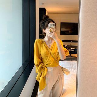 3/4-sleeve Wrap Top / Harem Pants