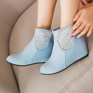 Perforated Hidden Wedge Ankle Boot