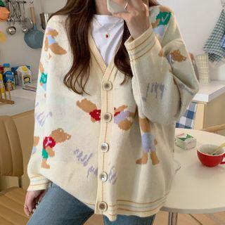 Cartoon Patterned Cardigan