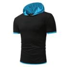 Short-sleeve Two-tone Hooded T-shirt
