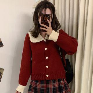 Long-sleeve Peter Pan-collar Cardigan