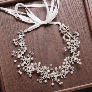 Wedding Rhinestone Faux Pearl Headpiece Hair Band - One Size