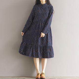 Long-sleeve Ruffle Chiffon A-line Dress