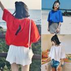Cut Out Back Elbow-sleeve T-shirt