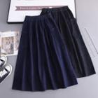 Band-waist Denim Midi A-line Skirt