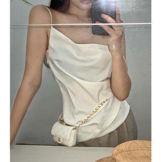 Sleeveless Irregular Top / Plain Loose-fit Pants