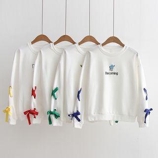 Bow Accent Embroidered Pullover