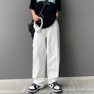 Color Splah Wide Leg Jeans