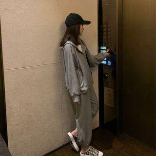 Set: Hooded Zip Jacket + Cropped Harem Pants