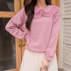 Lace-collar Drop-shoulder Sweatshirt