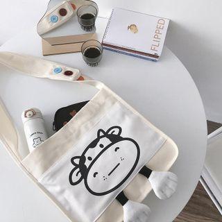 Print Tote Bag With 2 Badges - Off-white - One Size