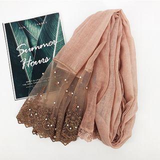 Faux Pearl Lace Panel Scarf