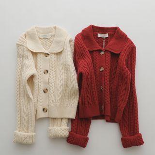 Plain Ribbed Button-up Oversize Cardigan