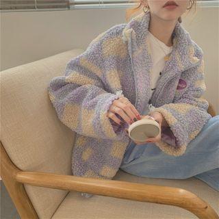 Stand-collar Fleece Check Jacket / Corduroy Pants