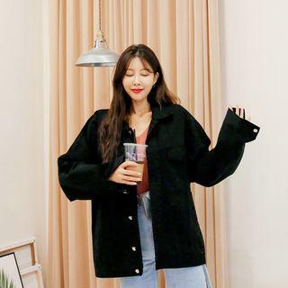Metal-button Collared Cotton Jacket