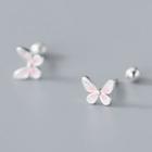 Butterfly Sterling Silver Earring 1 Pair - S925 Silver Earring - Silver - One Size