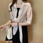 Plain Tie-hem Blouse