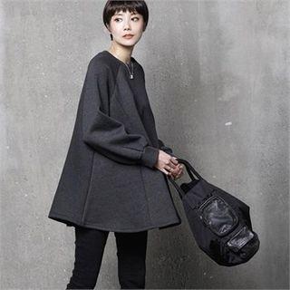 Fleece-lined Raglan-sleeve Long Pullover