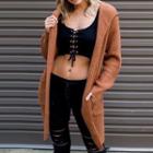 Hooded Lace-up Knit Jacket