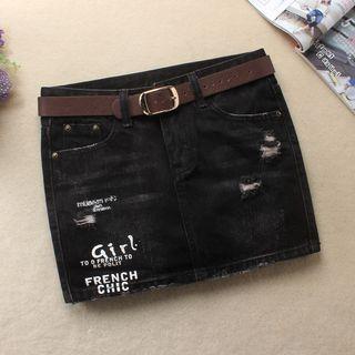 Mini Embroidered Denim Skirt