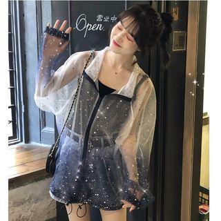 Gradient Mesh Zip Patterned Jacket