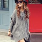 V-neck Cable-knit Long Sweater