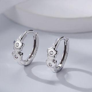 Flower Hoop Drop Earring 1 Pair - Earrings - Silver - One Size
