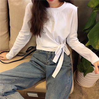 Tie-waist Long-sleeve T-shirt