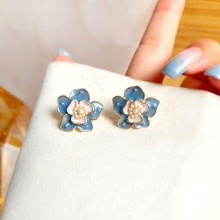 Flower Faux Pearl Glaze Alloy Earring