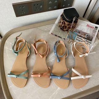 Knotted Ankle Strap Flat Sandals