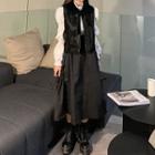 Bow Vest / Midi A-line Skirt / Blouse