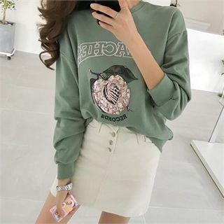 Sequined-peach Loose-fit Sweatshirt