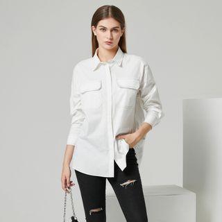 Eco-friendly Long-sleeve Oversize Pocket Detail Shirt