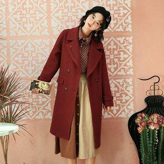 Double-buttoned Embroidery Woolen Coat