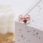 Heart Rhinestone Alloy Open Ring Open Ring - Love Heart - Red - One Size