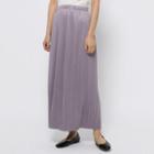 High-waist Plain Pleated Skirt Light Purple - One Size