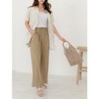 Plus Size Drawstring-waist Wide-leg Linen Blend Pants