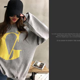 Drop-shoulder Text Print Sweatshirt