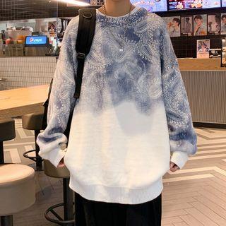 Round-neck Tie-dye Knit Top