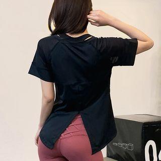 Short-sleeve Back-slit Sports Top