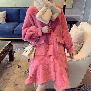 Woolen Button Coat / Scarf